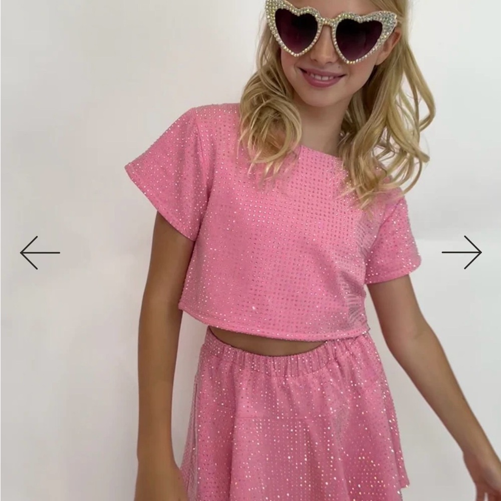 Lola + The Boys Glittery Pink Skirt Set